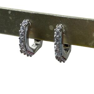 Kendra Scott Hoop Huggie Earrings Silver Cubic Zirconia Small